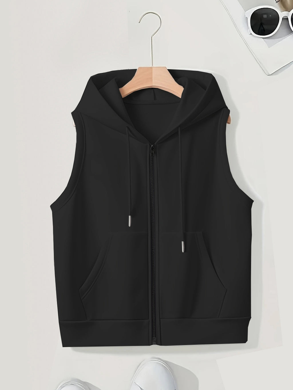 Women's Sleeveless Slim-fit Cardigan Zip Sweater