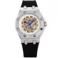 Automatic hollow mechanical watch silicone band watch men's