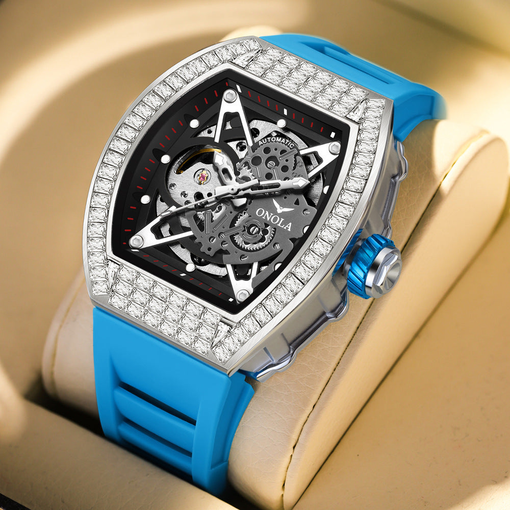 Hollow Automatic Mechanical Watch Men's Silicone Band Waterproof