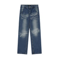 Washed White Wide-leg Denim Trousers For Men