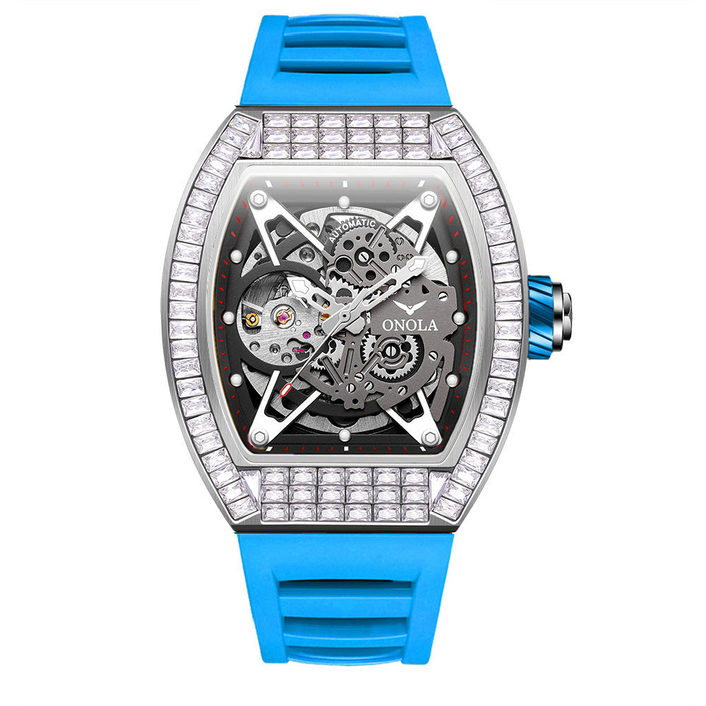 Hollow Automatic Mechanical Watch Men's Silicone Band Waterproof