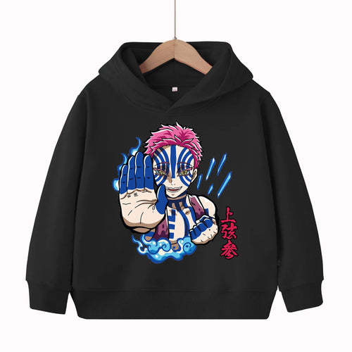 Demon Slayer Kimetsu no Yaiba Akaza anime print children's hoodie,