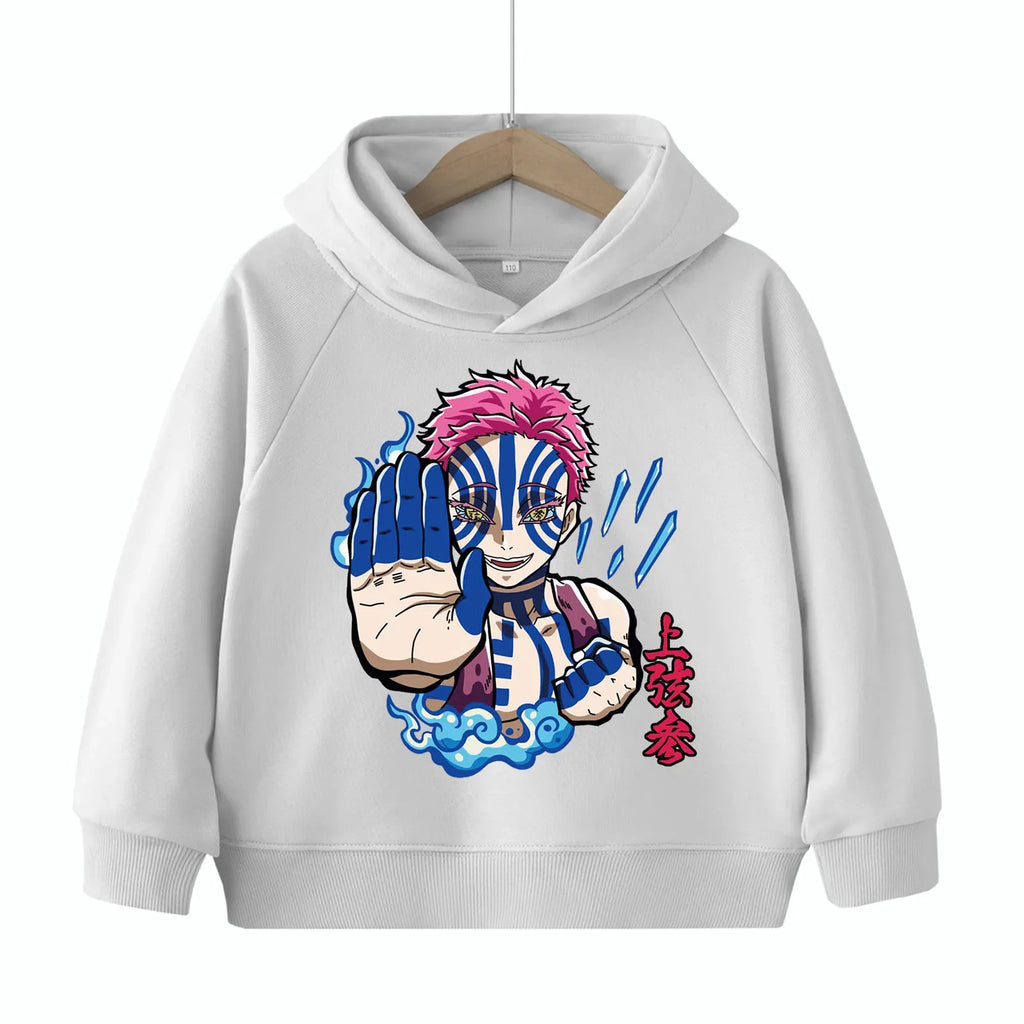 Demon Slayer Kimetsu no Yaiba Akaza anime print children's hoodie,
