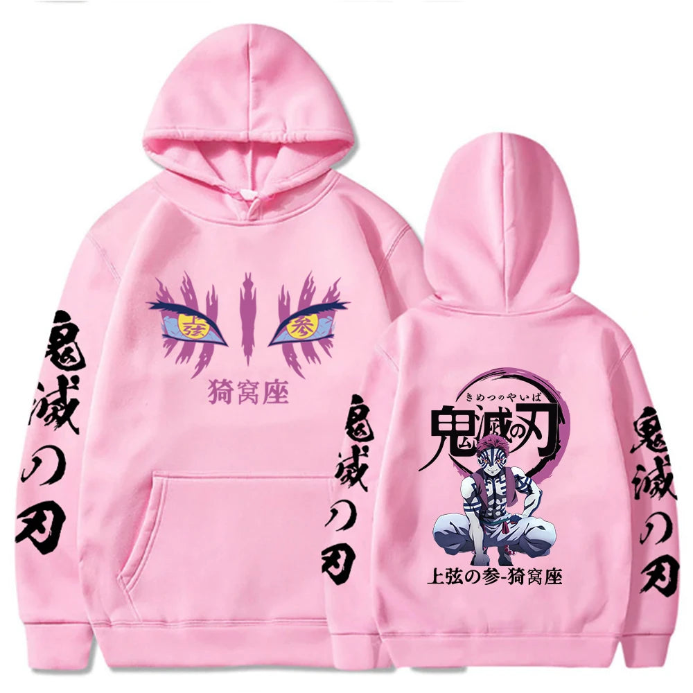 Japanese Anime Demon Slayer Hoodies for Men Akaza Manga Graphic