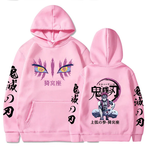 Japanese Anime Demon Slayer Hoodies for Men Akaza Manga Graphic