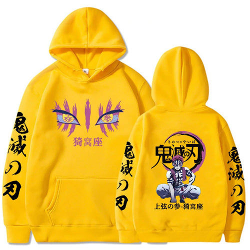 Japanese Anime Demon Slayer Hoodies for Men Akaza Manga Graphic