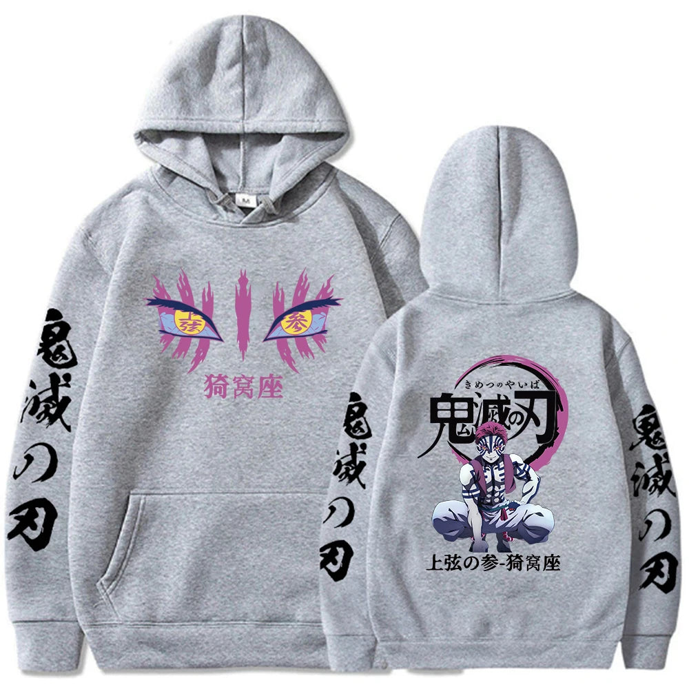 Japanese Anime Demon Slayer Hoodies for Men Akaza Manga Graphic
