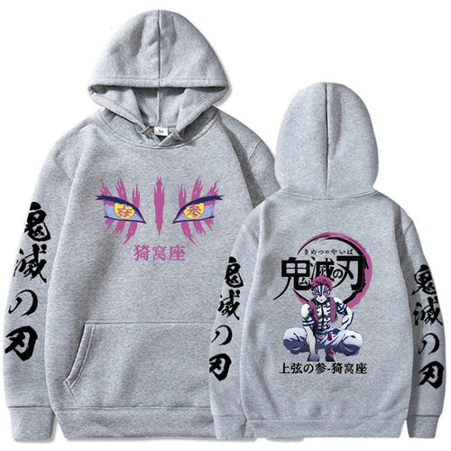 Japanese Anime Demon Slayer Hoodies for Men Akaza Manga Graphic