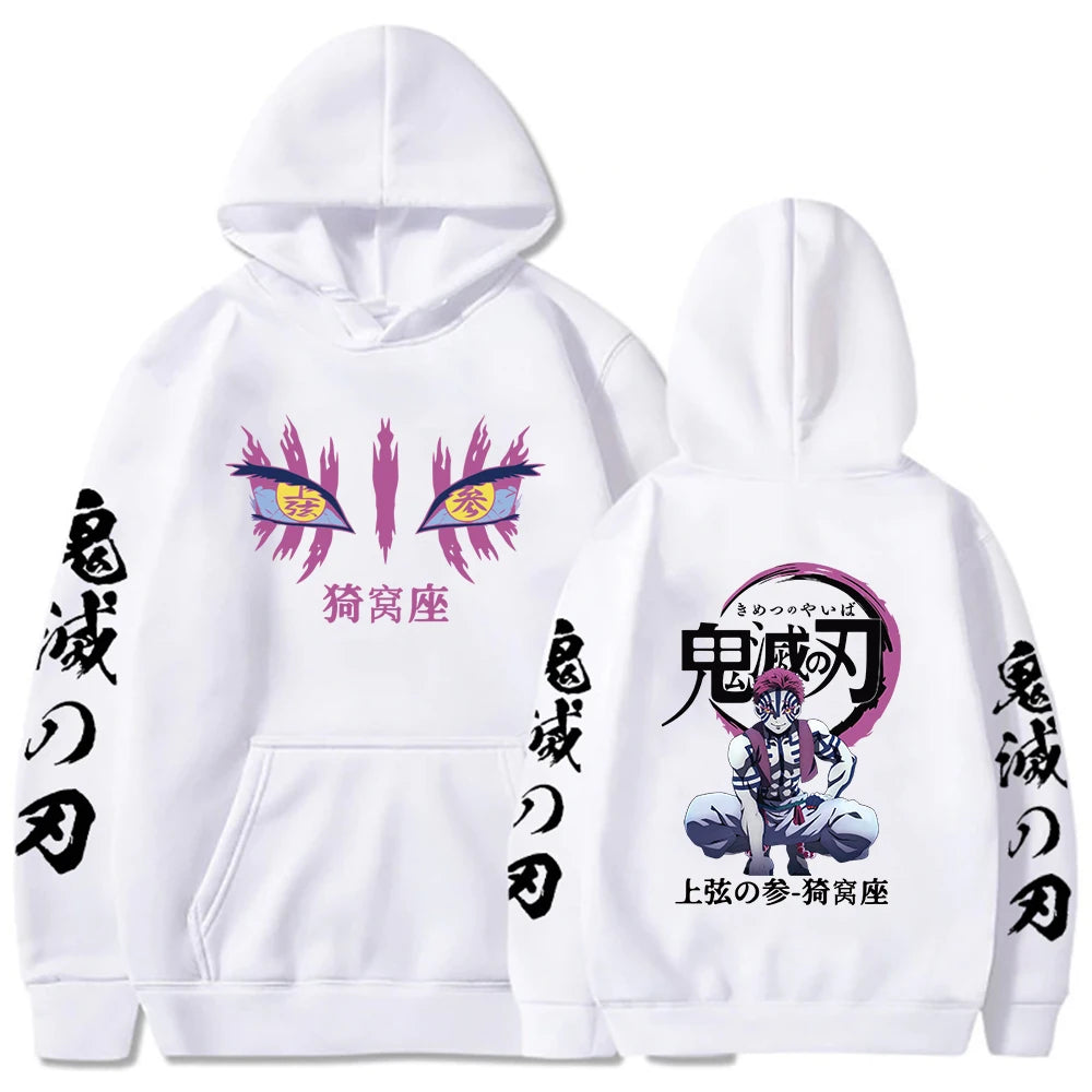Japanese Anime Demon Slayer Hoodies for Men Akaza Manga Graphic