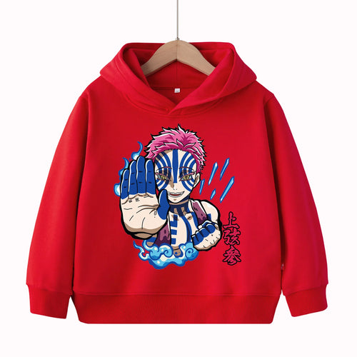 Demon Slayer Kimetsu no Yaiba Akaza anime print children's hoodie,