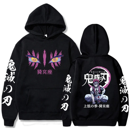 Japanese Anime Demon Slayer Hoodies for Men Akaza Manga Graphic