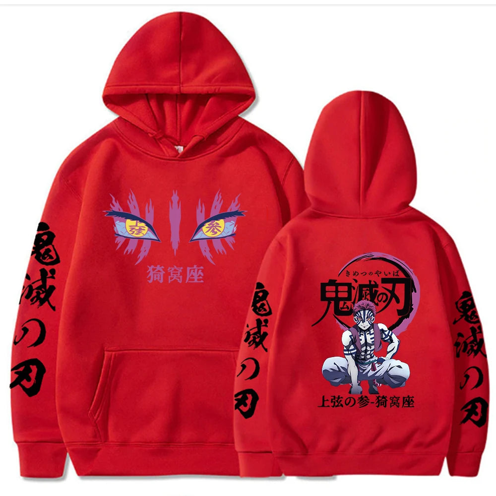 Japanese Anime Demon Slayer Hoodies for Men Akaza Manga Graphic