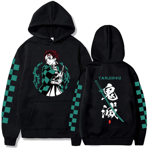 Japanese Anime Demon Slayer Hoodies for Men Akaza Manga Graphic