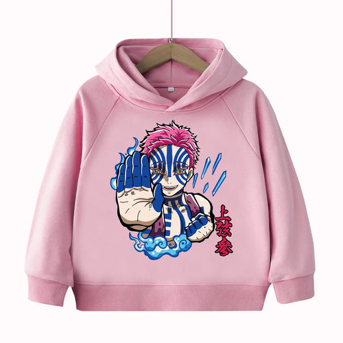 Demon Slayer Kimetsu no Yaiba Akaza anime print children's hoodie,