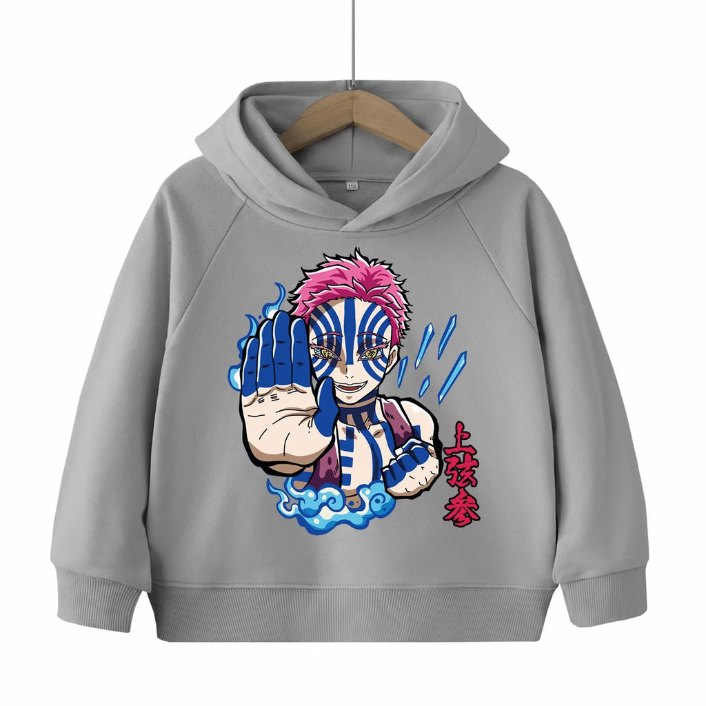 Demon Slayer Kimetsu no Yaiba Akaza anime print children's hoodie,