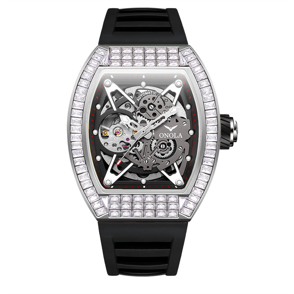 Hollow Automatic Mechanical Watch Men's Silicone Band Waterproof