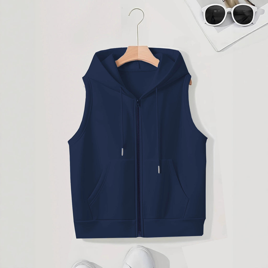 Women's Sleeveless Slim-fit Cardigan Zip Sweater