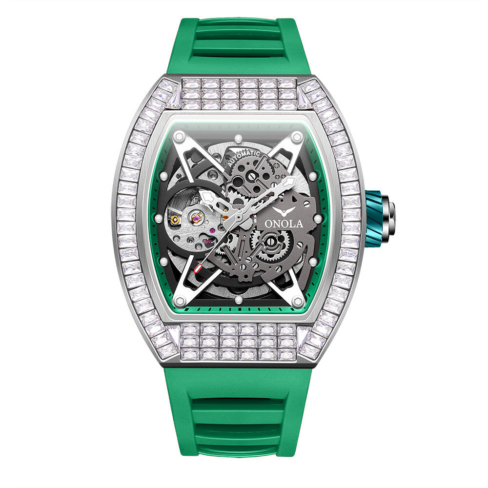Hollow Automatic Mechanical Watch Men's Silicone Band Waterproof
