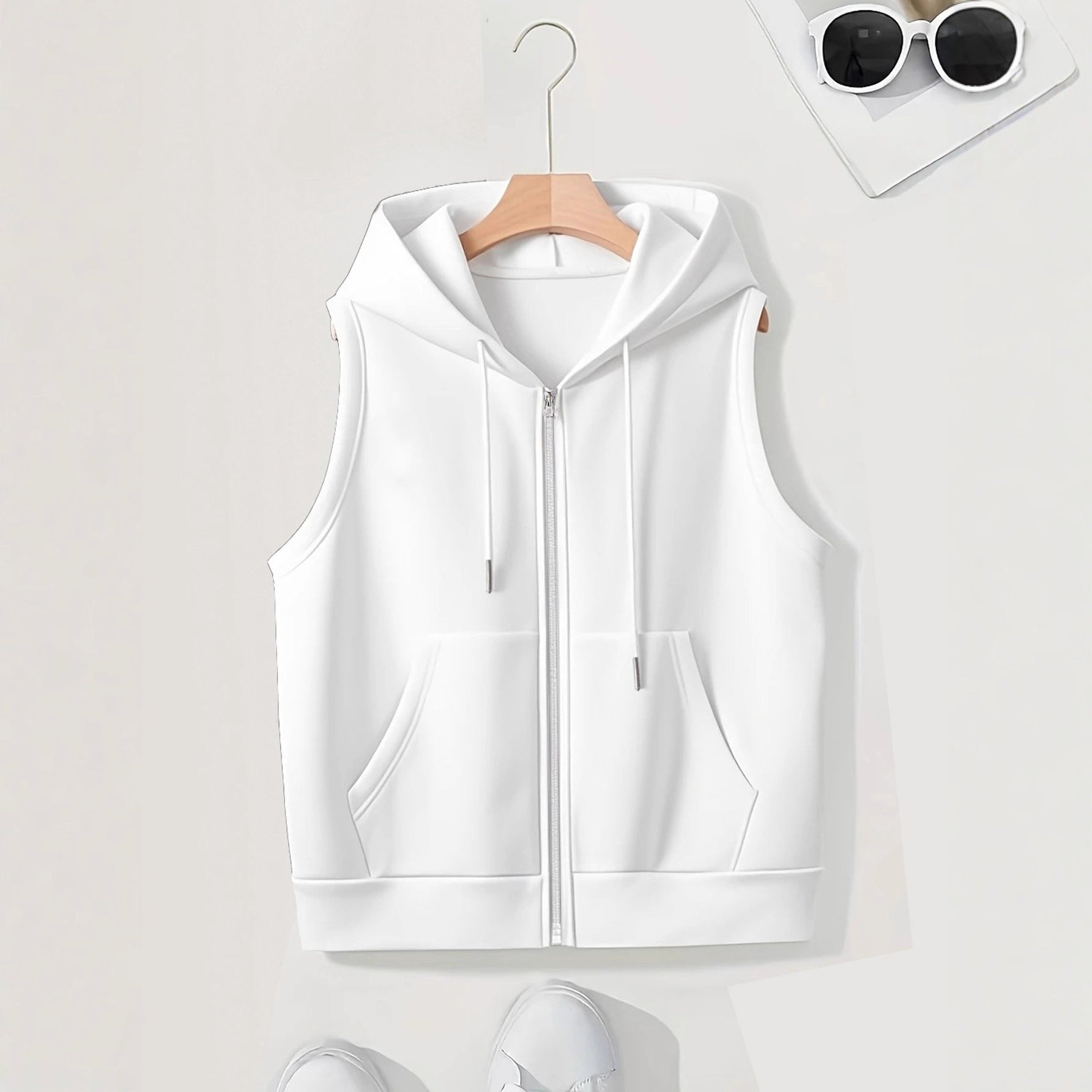 Women's Sleeveless Slim-fit Cardigan Zip Sweater